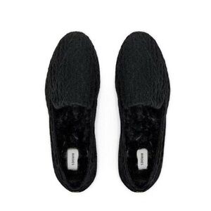 Birdies The Starling Cable Knit Faux Fur Lined Black Loafers Flats Size 7